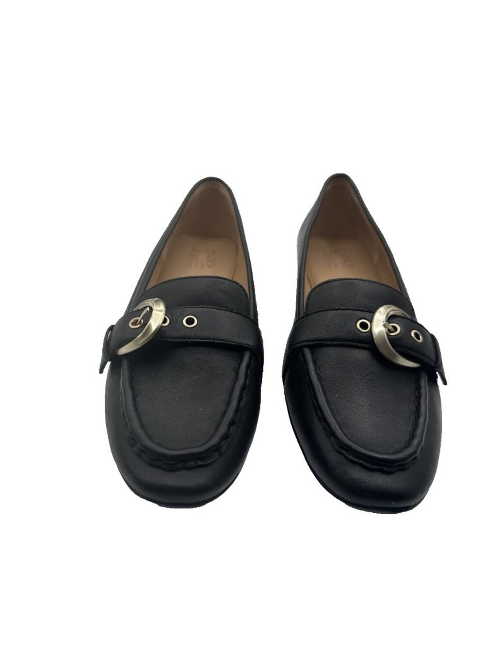 Naturalizer 10.5 Lola Leather Women Slip-On Buckle Loafer, Black, Brand New